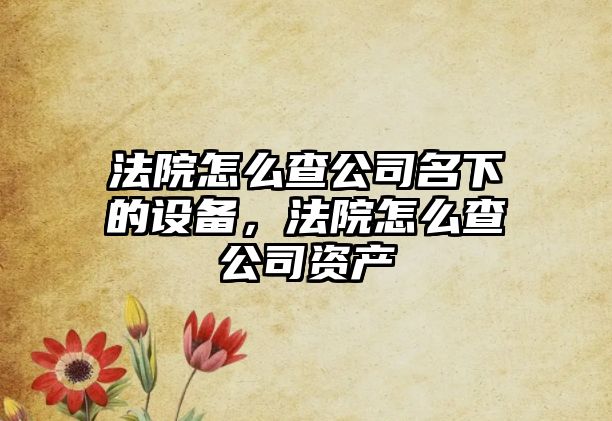 法院怎么查公司名下的設備，法院怎么查公司資產(chǎn)