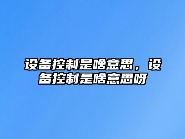 設備控制是啥意思，設備控制是啥意思呀