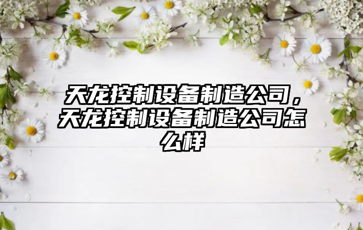 天龍控制設備制造公司，天龍控制設備制造公司怎么樣
