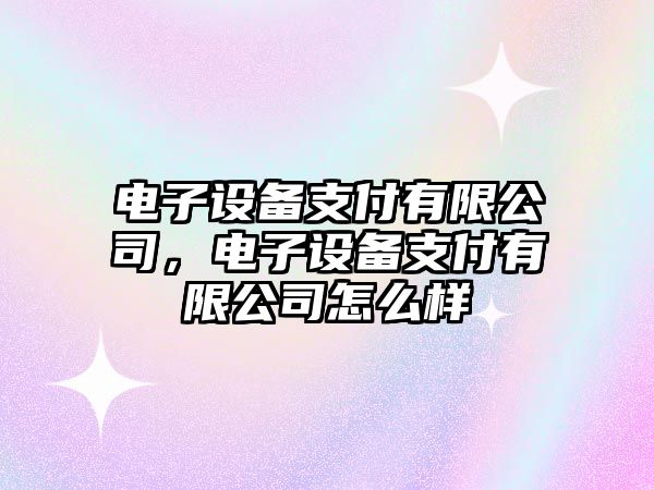 電子設備支付有限公司，電子設備支付有限公司怎么樣