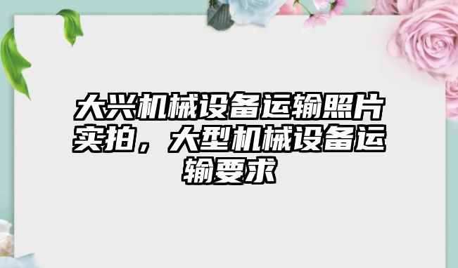 大興機械設備運輸照片實(shí)拍，大型機械設備運輸要求
