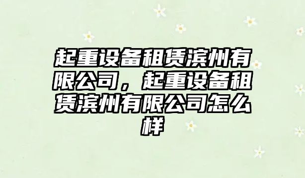 起重設備租賃濱州有限公司，起重設備租賃濱州有限公司怎么樣