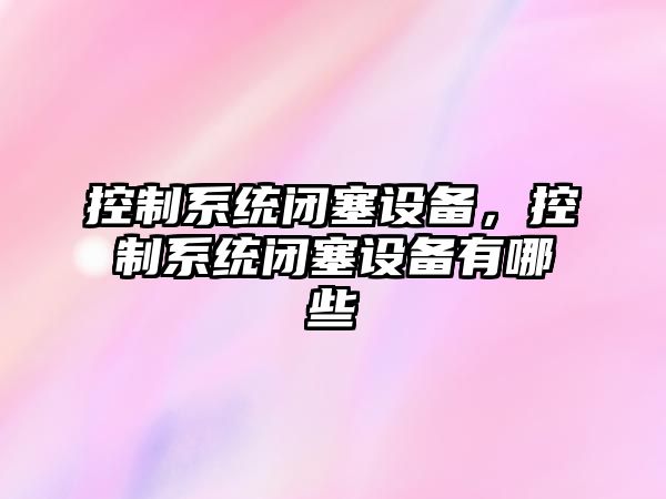 控制系統閉塞設備，控制系統閉塞設備有哪些