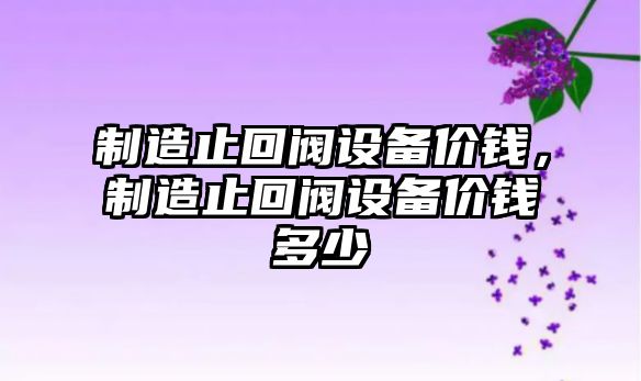 制造止回閥設備價(jià)錢(qián)，制造止回閥設備價(jià)錢(qián)多少