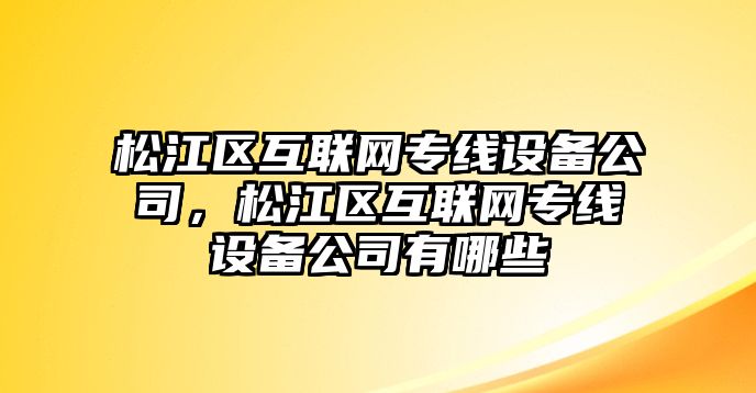 松江區互聯(lián)網(wǎng)專(zhuān)線(xiàn)設備公司，松江區互聯(lián)網(wǎng)專(zhuān)線(xiàn)設備公司有哪些