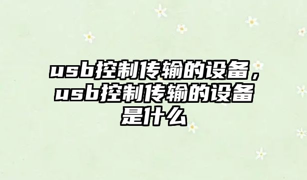 usb控制傳輸的設備，usb控制傳輸的設備是什么