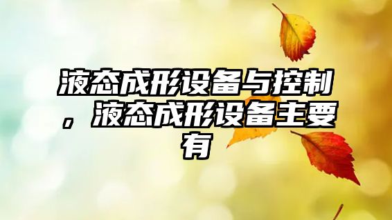 液態(tài)成形設備與控制，液態(tài)成形設備主要有