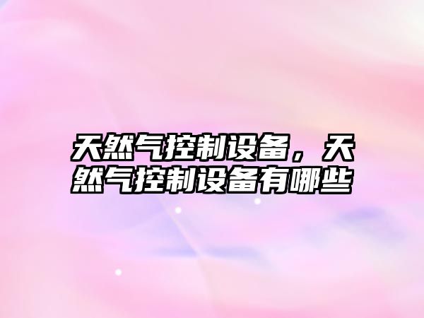 天然氣控制設備，天然氣控制設備有哪些