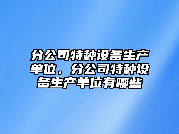 分公司特種設備生產(chǎn)單位，分公司特種設備生產(chǎn)單位有哪些
