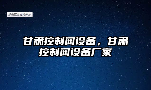 甘肅控制閥設備，甘肅控制閥設備廠(chǎng)家