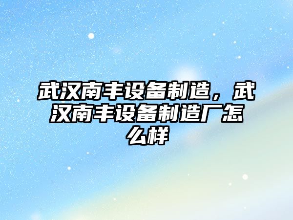武漢南豐設備制造，武漢南豐設備制造廠(chǎng)怎么樣