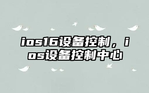 ios16設備控制，ios設備控制中心