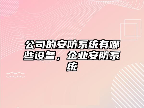 公司的安防系統有哪些設備，企業(yè)安防系統