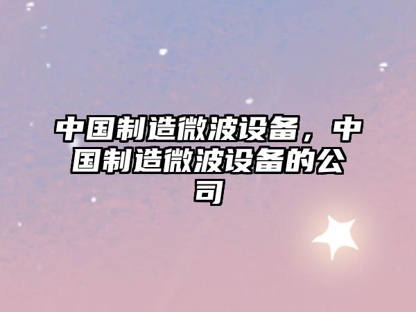 中國制造微波設備，中國制造微波設備的公司