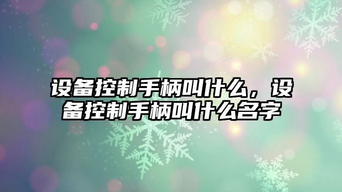 設備控制手柄叫什么，設備控制手柄叫什么名字