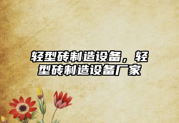 輕型磚制造設備，輕型磚制造設備廠(chǎng)家