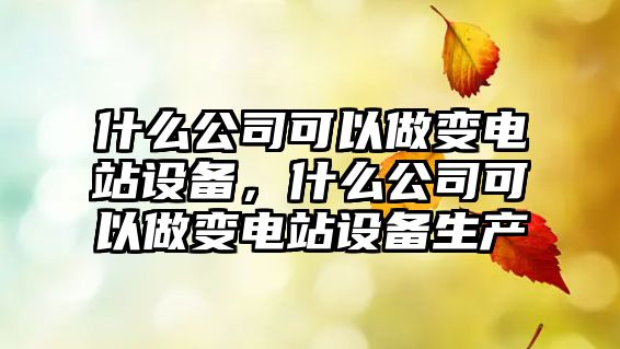什么公司可以做變電站設備，什么公司可以做變電站設備生產(chǎn)