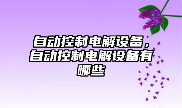自動(dòng)控制電解設備，自動(dòng)控制電解設備有哪些
