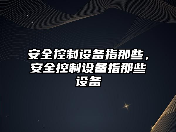 安全控制設備指那些，安全控制設備指那些設備