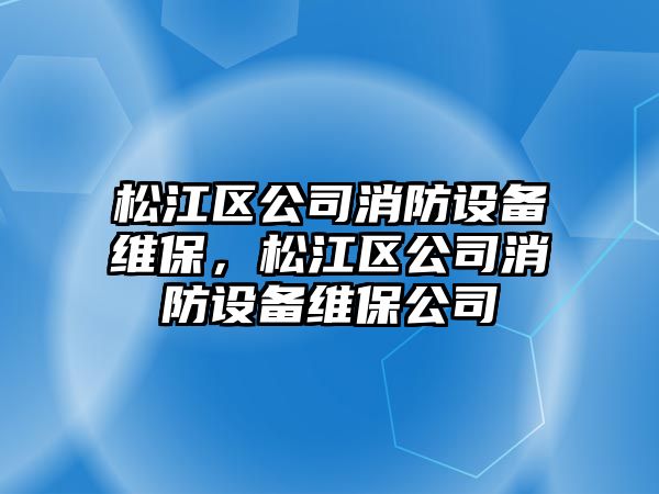 松江區公司消防設備維保，松江區公司消防設備維保公司