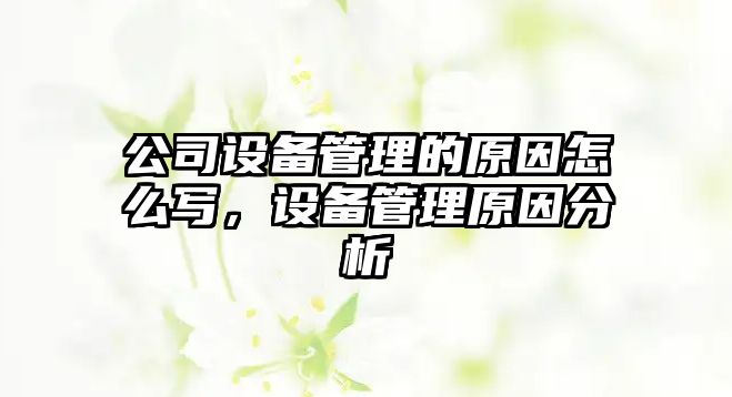公司設備管理的原因怎么寫(xiě)，設備管理原因分析