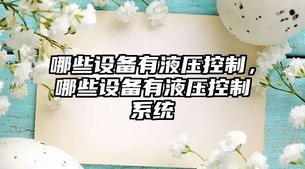 哪些設備有液壓控制，哪些設備有液壓控制系統