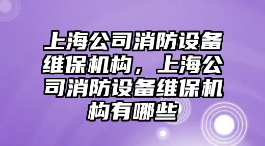 上海公司消防設備維保機構，上海公司消防設備維保機構有哪些