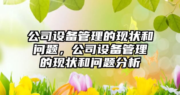 公司設備管理的現狀和問(wèn)題，公司設備管理的現狀和問(wèn)題分析