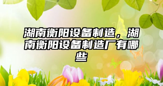 湖南衡陽(yáng)設備制造，湖南衡陽(yáng)設備制造廠(chǎng)有哪些