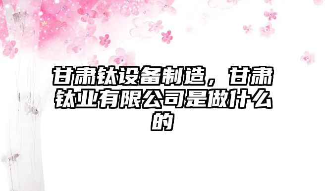 甘肅鈦設備制造，甘肅鈦業(yè)有限公司是做什么的