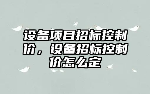 設備項目招標控制價(jià)，設備招標控制價(jià)怎么定