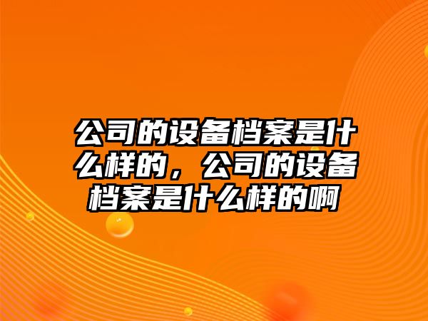 公司的設備檔案是什么樣的，公司的設備檔案是什么樣的啊