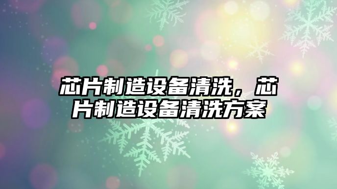 芯片制造設備清洗，芯片制造設備清洗方案
