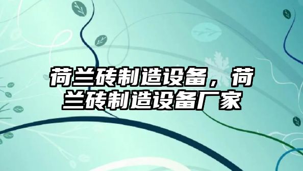 荷蘭磚制造設備，荷蘭磚制造設備廠(chǎng)家