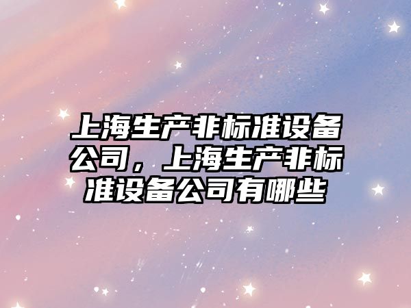 上海生產(chǎn)非標準設備公司，上海生產(chǎn)非標準設備公司有哪些