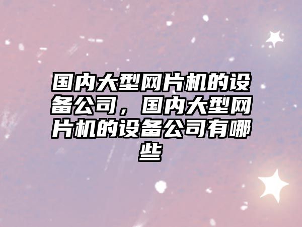 國內大型網(wǎng)片機的設備公司，國內大型網(wǎng)片機的設備公司有哪些