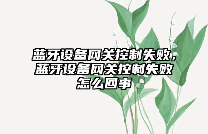 藍牙設備網(wǎng)關(guān)控制失敗，藍牙設備網(wǎng)關(guān)控制失敗怎么回事