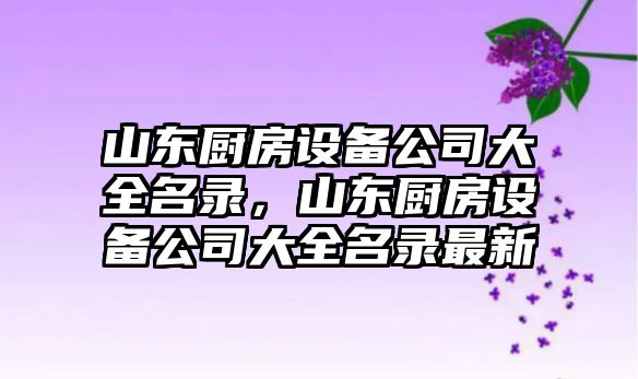 山東廚房設備公司大全名錄，山東廚房設備公司大全名錄最新