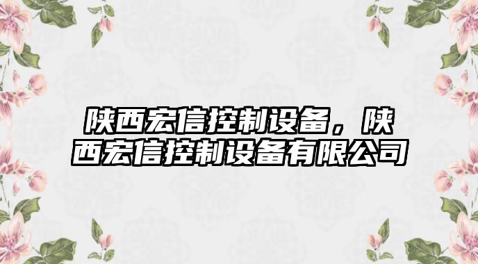 陜西宏信控制設備，陜西宏信控制設備有限公司