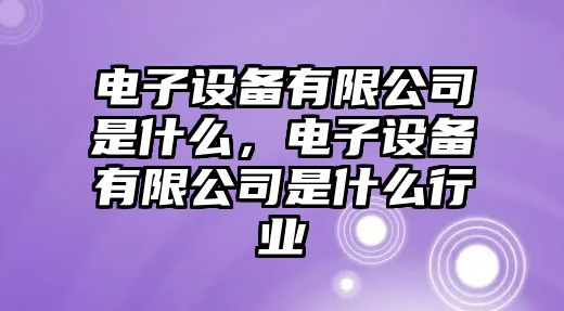 電子設備有限公司是什么，電子設備有限公司是什么行業(yè)