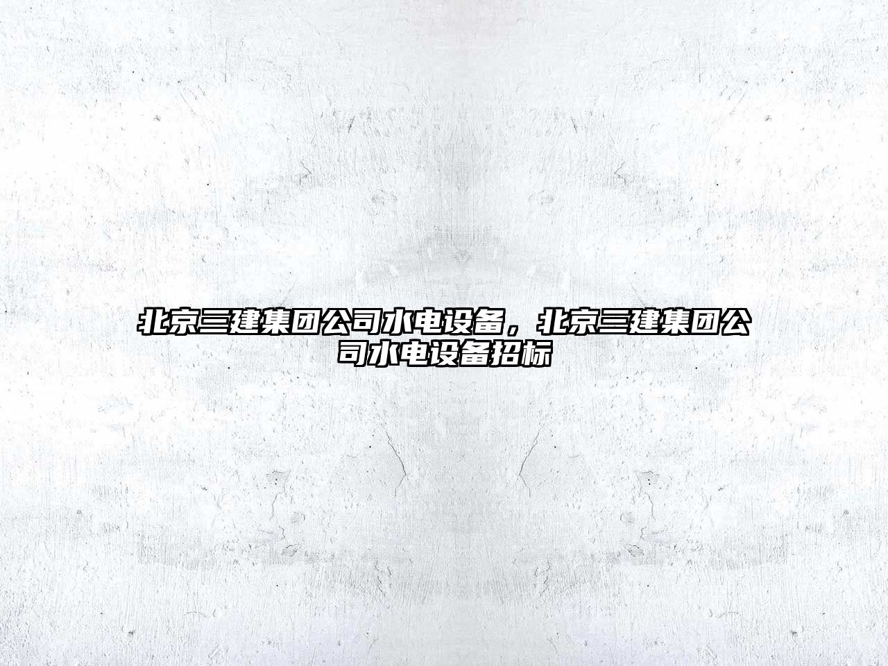 北京三建集團公司水電設備，北京三建集團公司水電設備招標