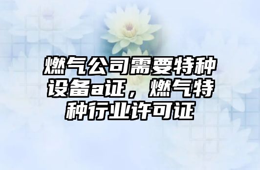 燃氣公司需要特種設備a證，燃氣特種行業(yè)許可證