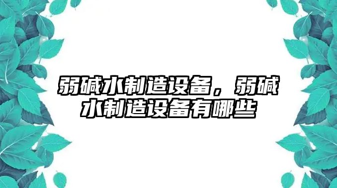 弱堿水制造設備，弱堿水制造設備有哪些