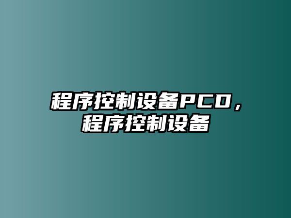 程序控制設備PCD，程序控制設備