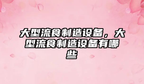 大型流食制造設備，大型流食制造設備有哪些
