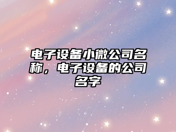 電子設備小微公司名稱(chēng)，電子設備的公司名字
