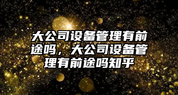 大公司設備管理有前途嗎，大公司設備管理有前途嗎知乎