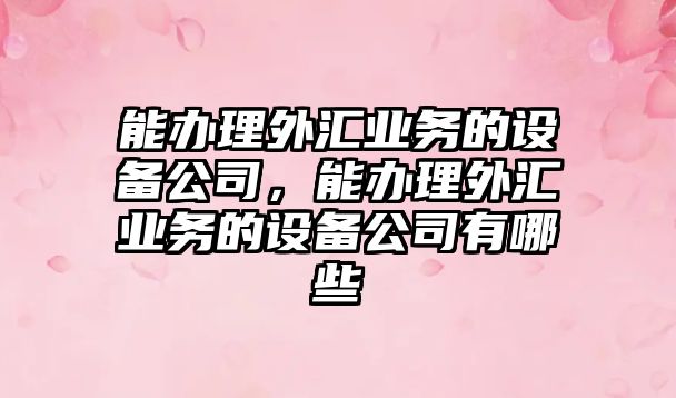 能辦理外匯業(yè)務(wù)的設備公司，能辦理外匯業(yè)務(wù)的設備公司有哪些