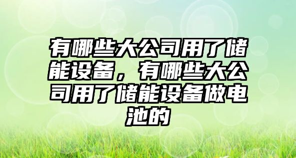 有哪些大公司用了儲能設備，有哪些大公司用了儲能設備做電池的