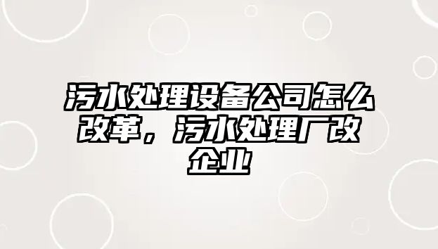 污水處理設備公司怎么改革，污水處理廠(chǎng)改企業(yè)